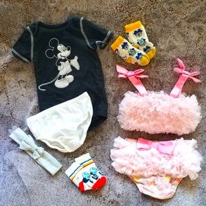 Disney's Mickey and minnie bundle Baby girl outfits sizes 9 to 12 months